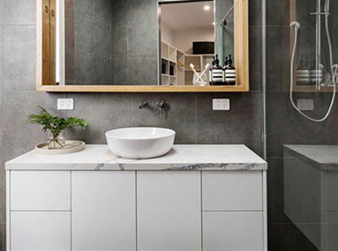 Würfel custom bathroom vanity design – DreamNest Interiors Vijayawada