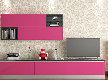 Würfel wall-mounted TV unit design for living room – DreamNest Vijayawada