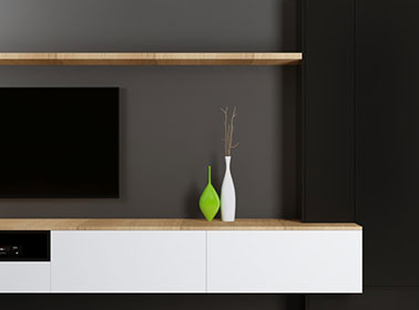 Würfel premium TV unit with shelves and drawers – DreamNest Interiors Vijayawada